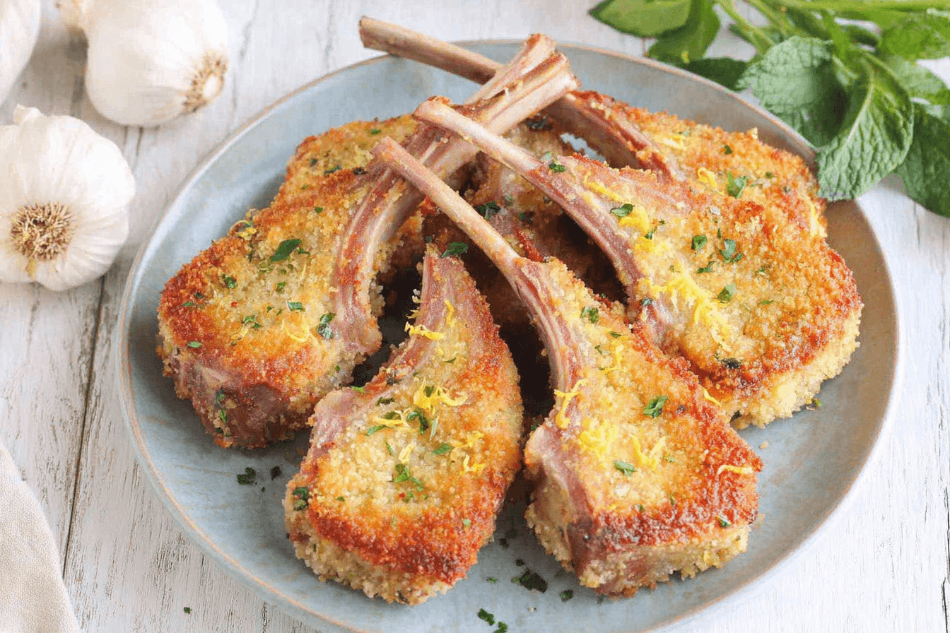 Garlic Parmesan Fried Lamb Chops Recipe