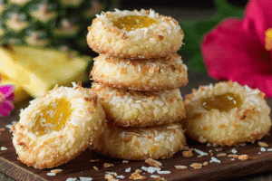 Hawaiian Pineapple Coconut Thumbprint Cookies