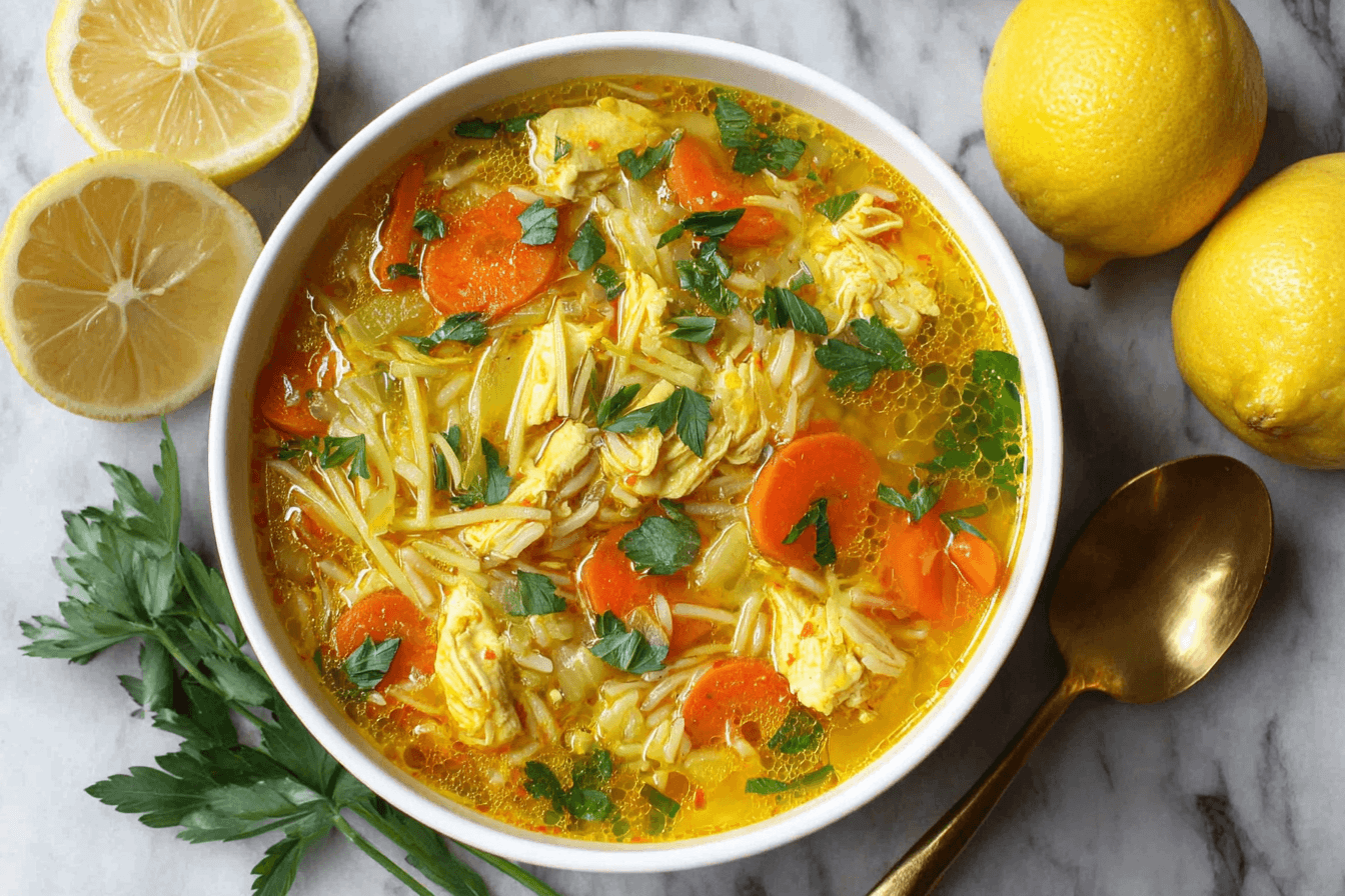 Lemon Ginger Turmeric Chicken And Rice Soup Recipe