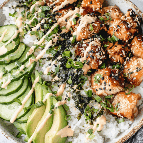 Salmon Bowls With Coconut Rice And Avocado Recipe