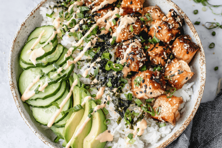Salmon Bowls With Coconut Rice And Avocado Recipe