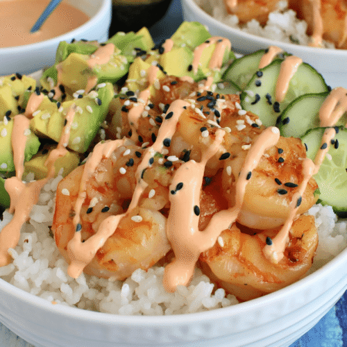 Shrimp Rice Bowls With Creamy Spicy Mayo Recipe